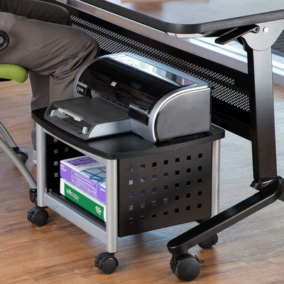 Safco Under Desk Scoot Swivel Wheel Mobile Printer and Machine Stand, Black - VMInnovations