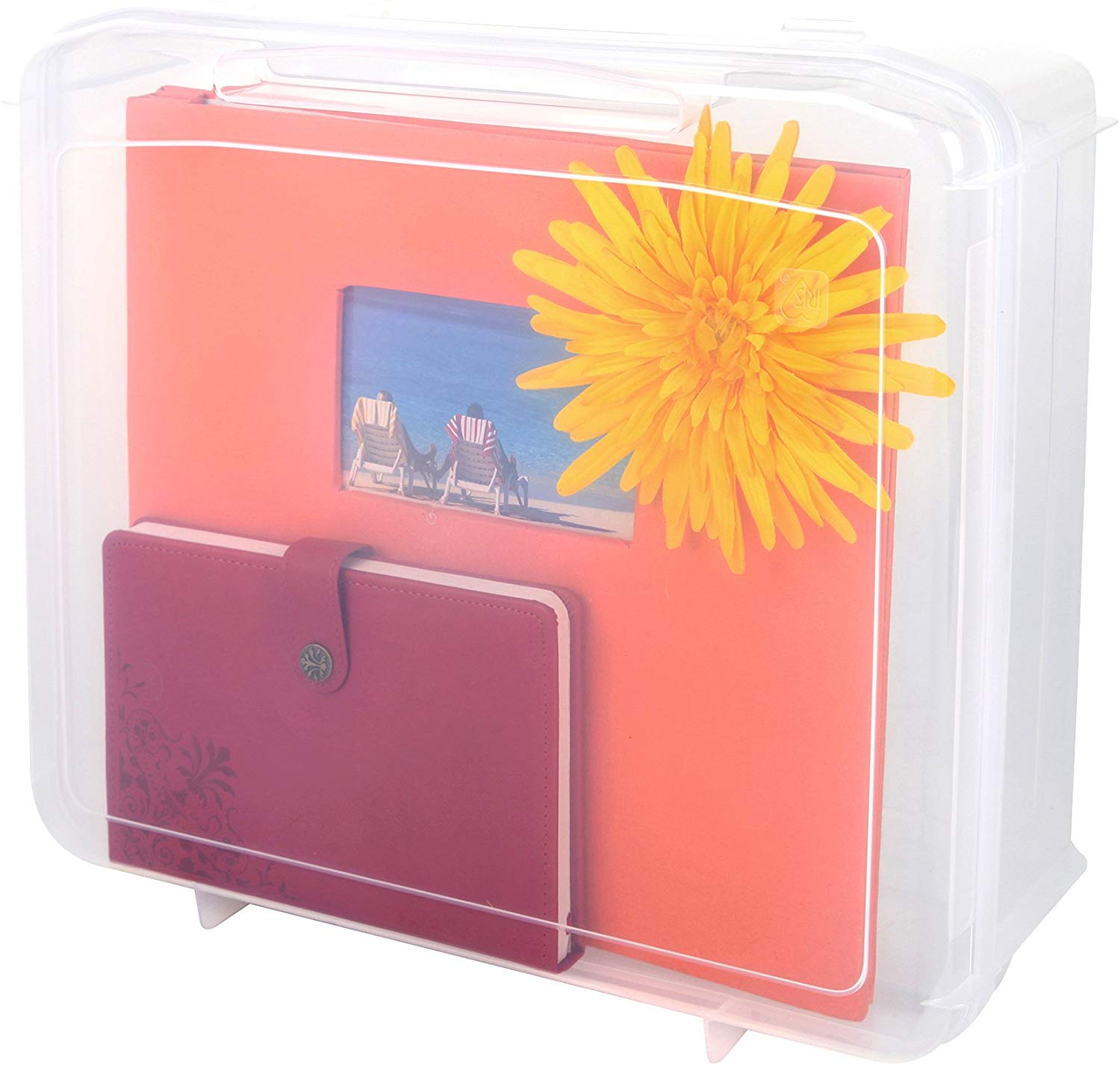 IRIS USA 12 x 12 Inch Hard Plastic Portable Clear Project Case for Paper, 4 Pack