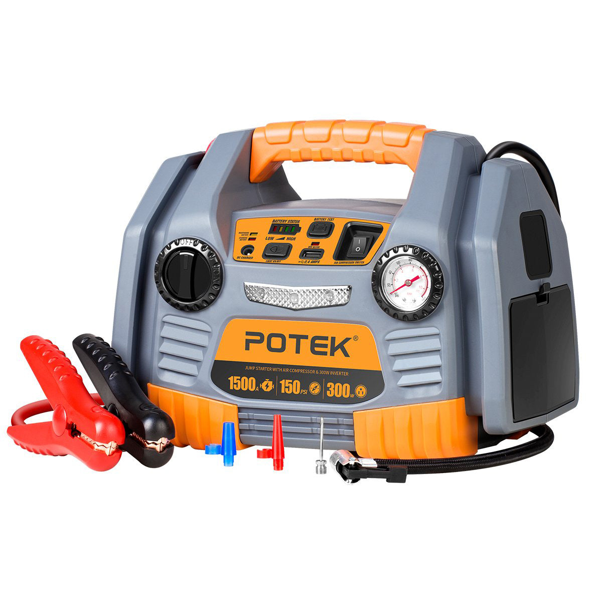 Potek 1500A Inverter Air Compressor Tire Inflator & Jump Starter (For Parts)