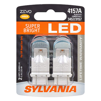 Sylvania Zevo 4157 Amber LED Bright Interior Exterior Mini Light Bulb, 2 Pack