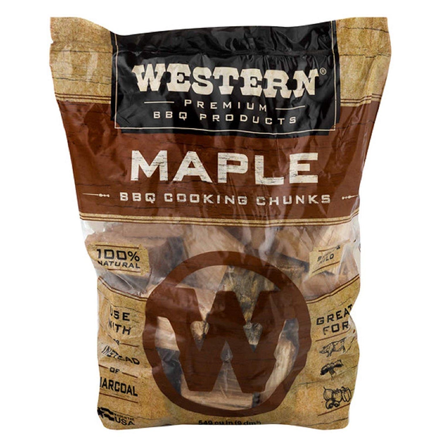 Western BBQ Maple Barbecue Flavor Wood Cooking Chunks for Grilling (4-Pack) - VMInnovations