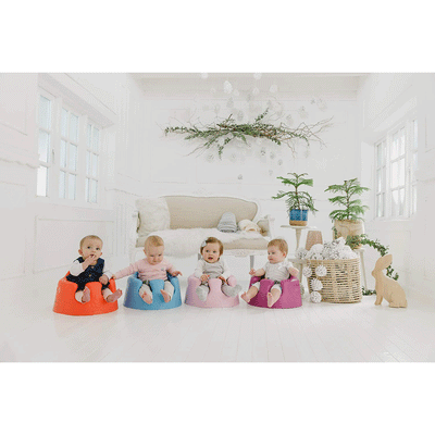 Bumbo Baby Infant Soft Foam Wide Floor Seat w/ Adjustable Harness, Living Coral (Refurbished)
