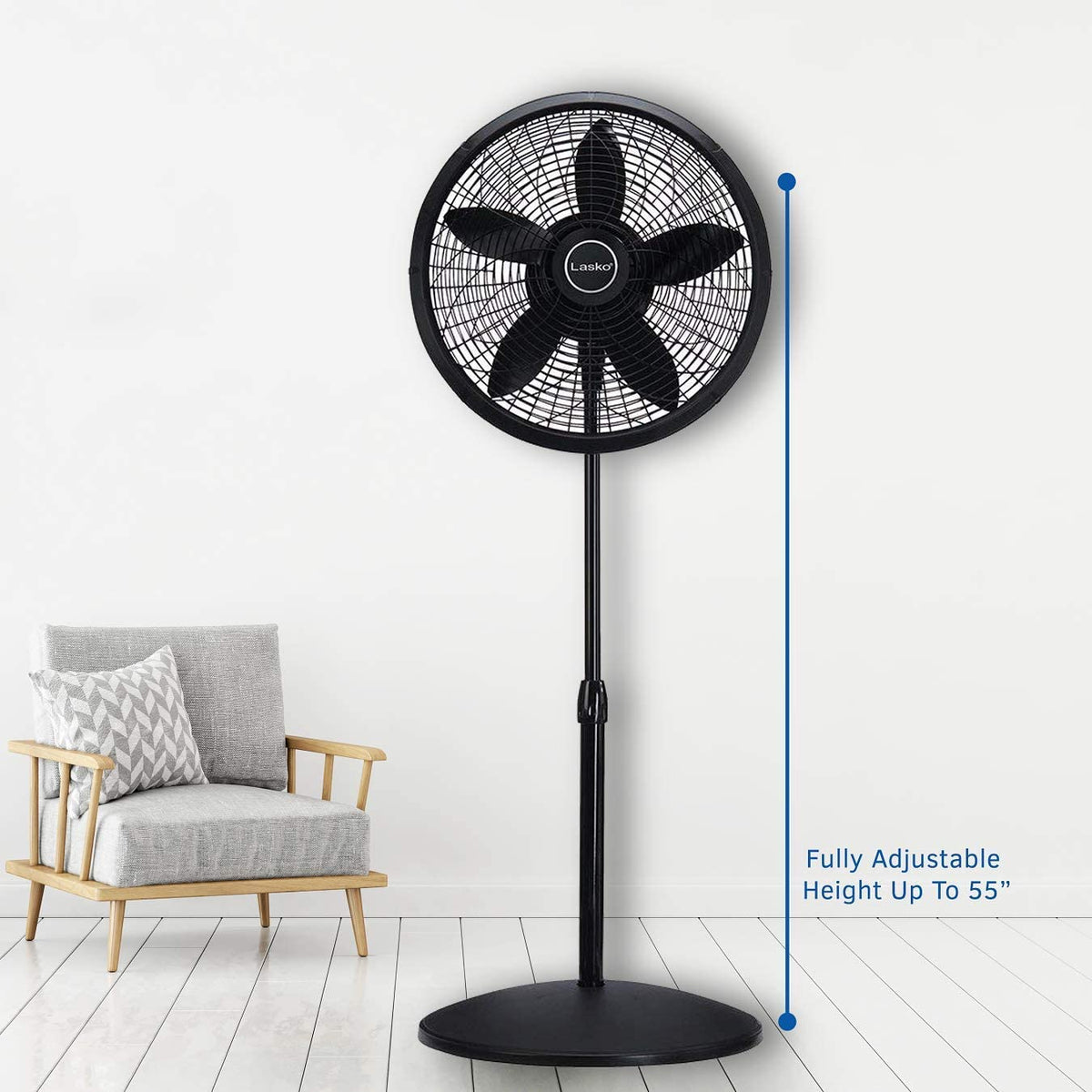 Lasko 18" 3-Speed Elegance and Performance Oscillating Standing Pedestal Fan