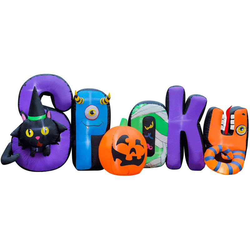 Holidayana 9 Foot Long Inflatable Light Up Halloween Spooky Sign (Open Box)