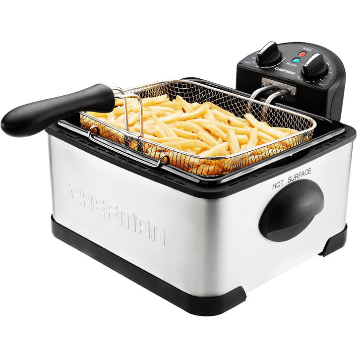 Chefman Jumbo Size 4 Liter 1700 Watt Deep Fryer, Stainless Steel (Open Box)