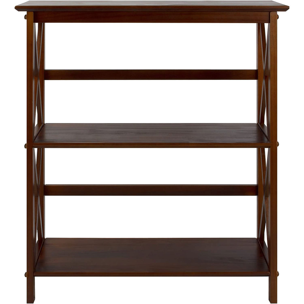 Casual Home Soild Wood Montego X Design Style 3 Shelf Bookcase Walnut (Open Box)
