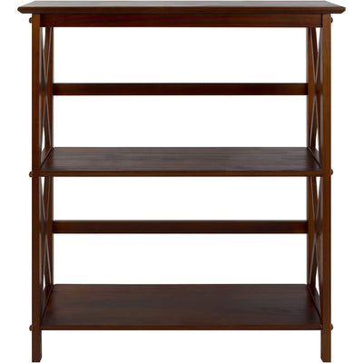 Casual Home Soild Wood Montego X Design Style 3 Shelf Bookcase Walnut (Open Box)