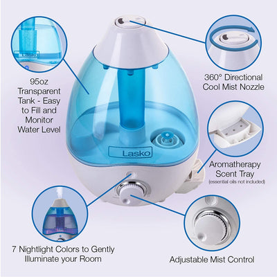 Lasko Ultrasonic 360 Degree Adjustable Nozzle Cool Mist Humidifier (Used) - VMInnovations