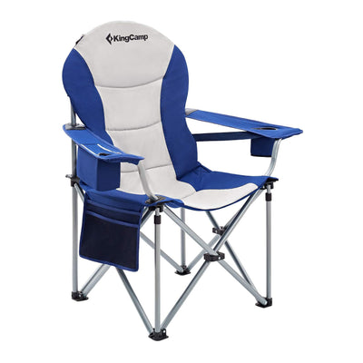 KingCamp Steel Padded Camping Folding Chair w/ Cooler Bag, Gray/Navy (Used)