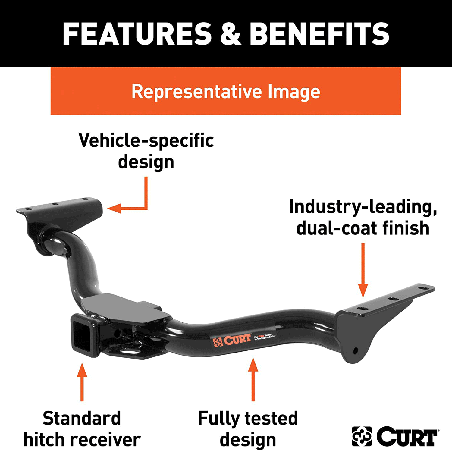 CURT Heavy Duty Class III Trailer Towing Hitch with 2 in Receiver, Black (Used)