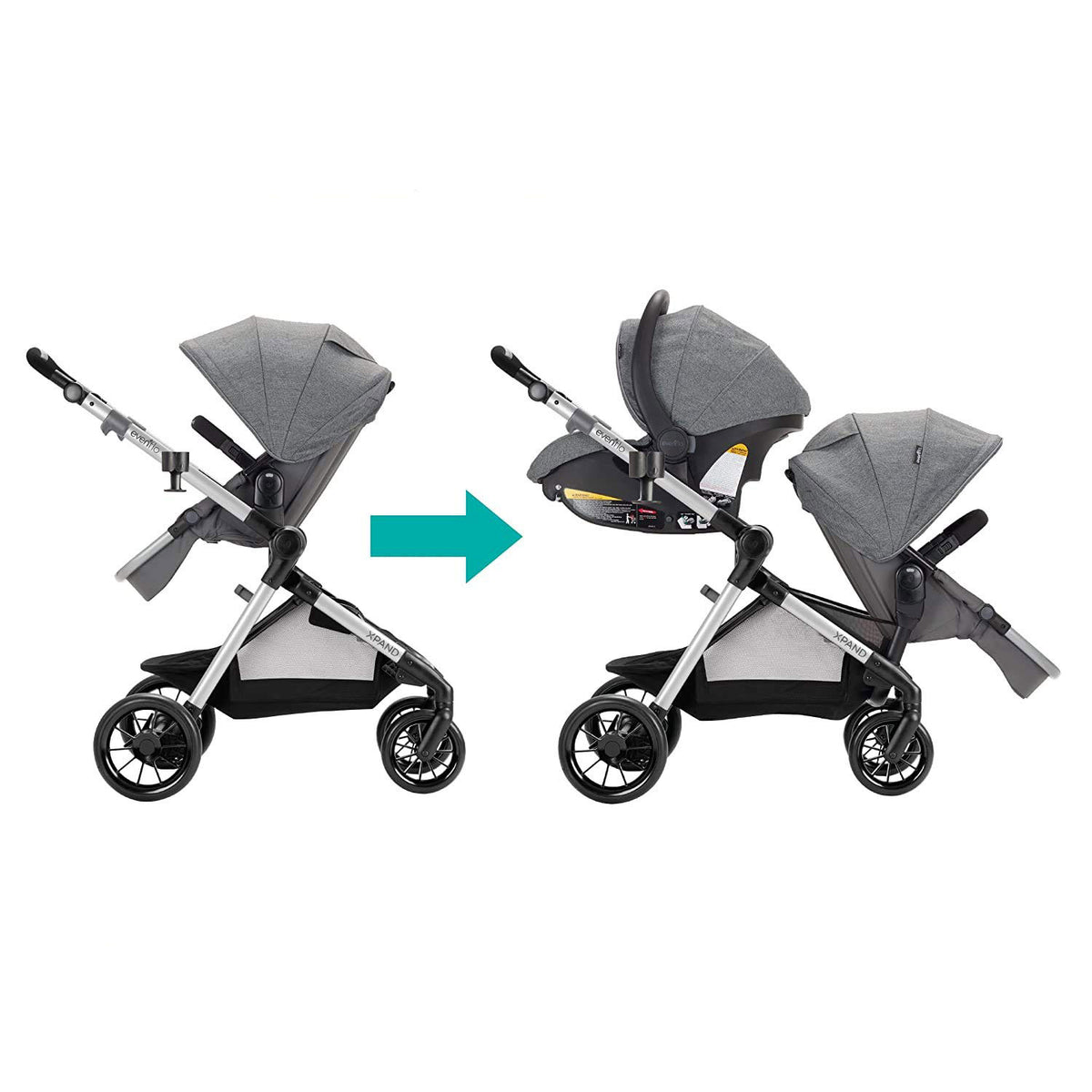 Evenflo Pivot Xpand Modular Travel System with Infant Car Seat, Gray (Open Box)