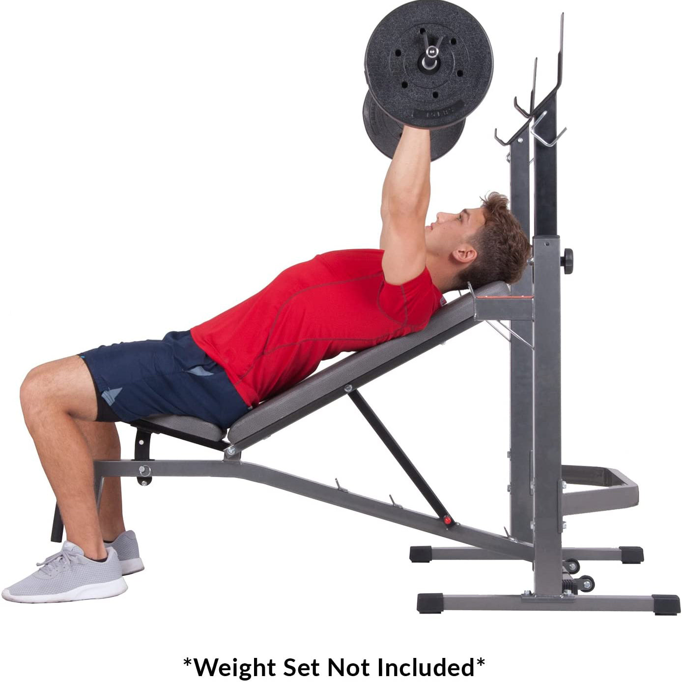 Body Champ Two Piece Set Olympic Weight Bench with Squat Rack, Gray (Open Box)