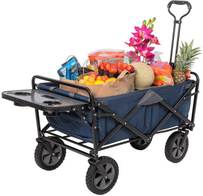 Mac Sports Folding Utility Wagon Cart w/ Table, Navy (Open Box) (2 Pack) - VMInnovations