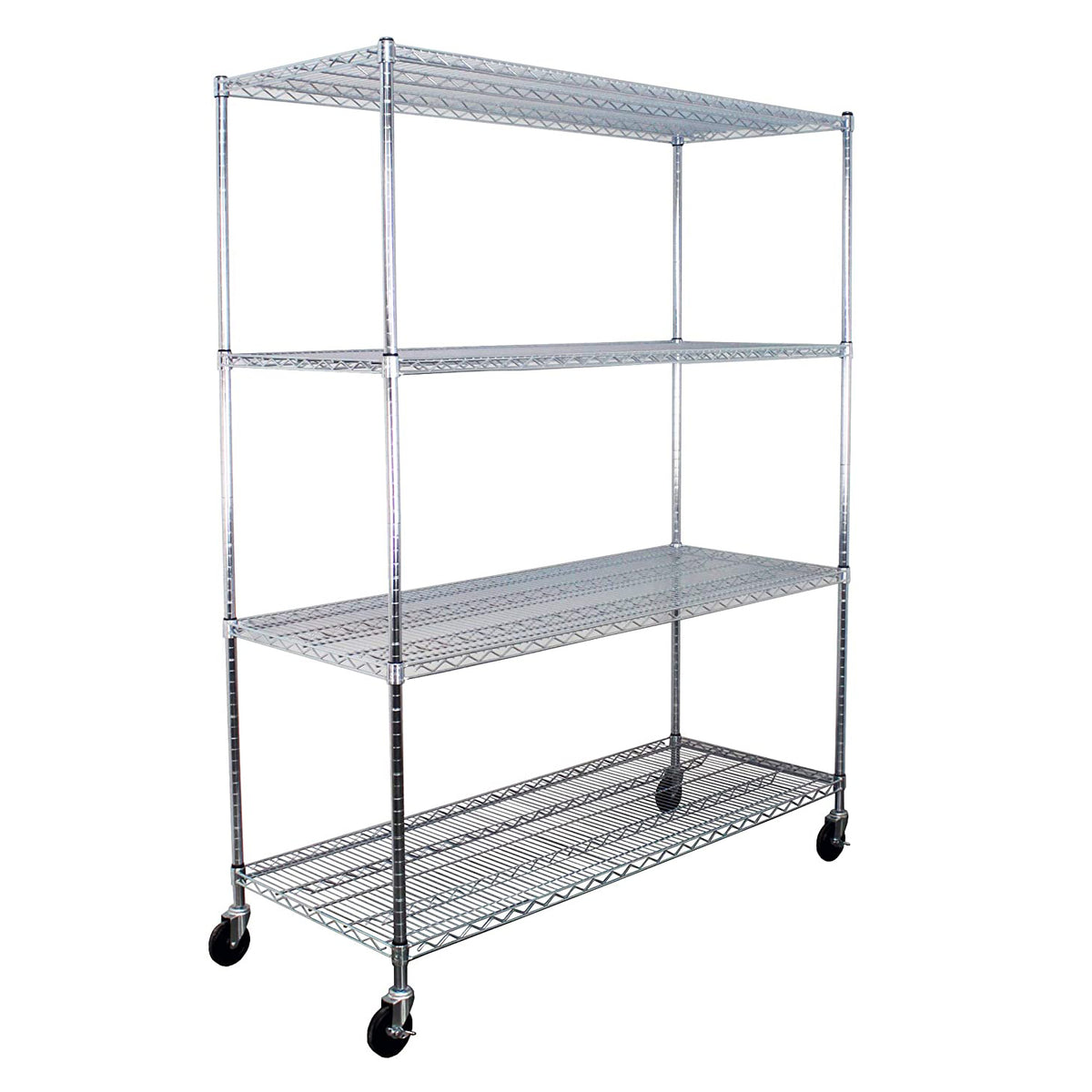 SafeRacks 24 x 60 x 72 Inch 4 Tier Storage Steel Wire Rack with Wheels(Open Box)