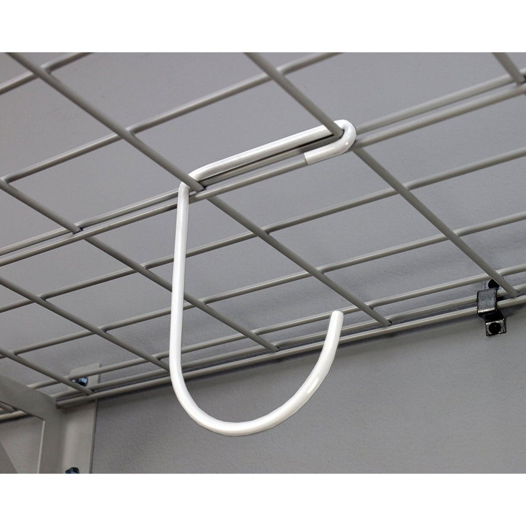 SafeRacks 24 x 48 Inch Garage Wall Shelf with Bike Tire Hooks, White (Open Box) - VMInnovations