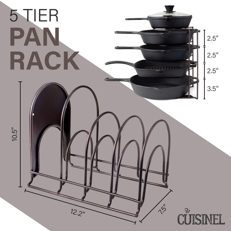 Cuisinel 12.2In Large 5 Pan & Pot Organizer 5 Tier Rack,Bronze(Open Box)(3 Pack)