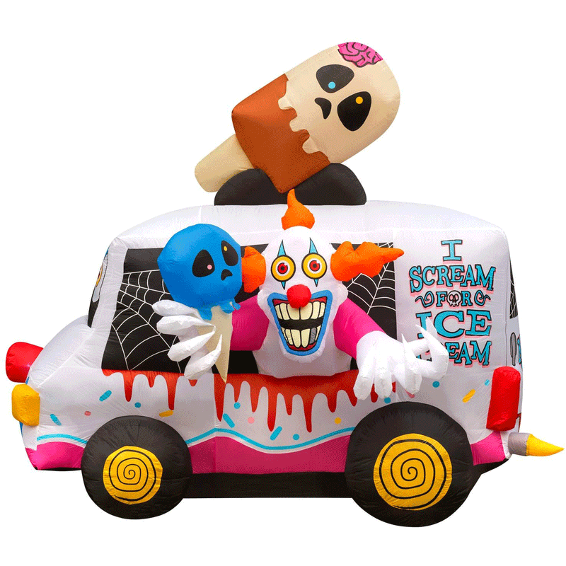 Holidayana 8 Ft Tall Inflatable Light Up Halloween Clown Truck (Open Box)
