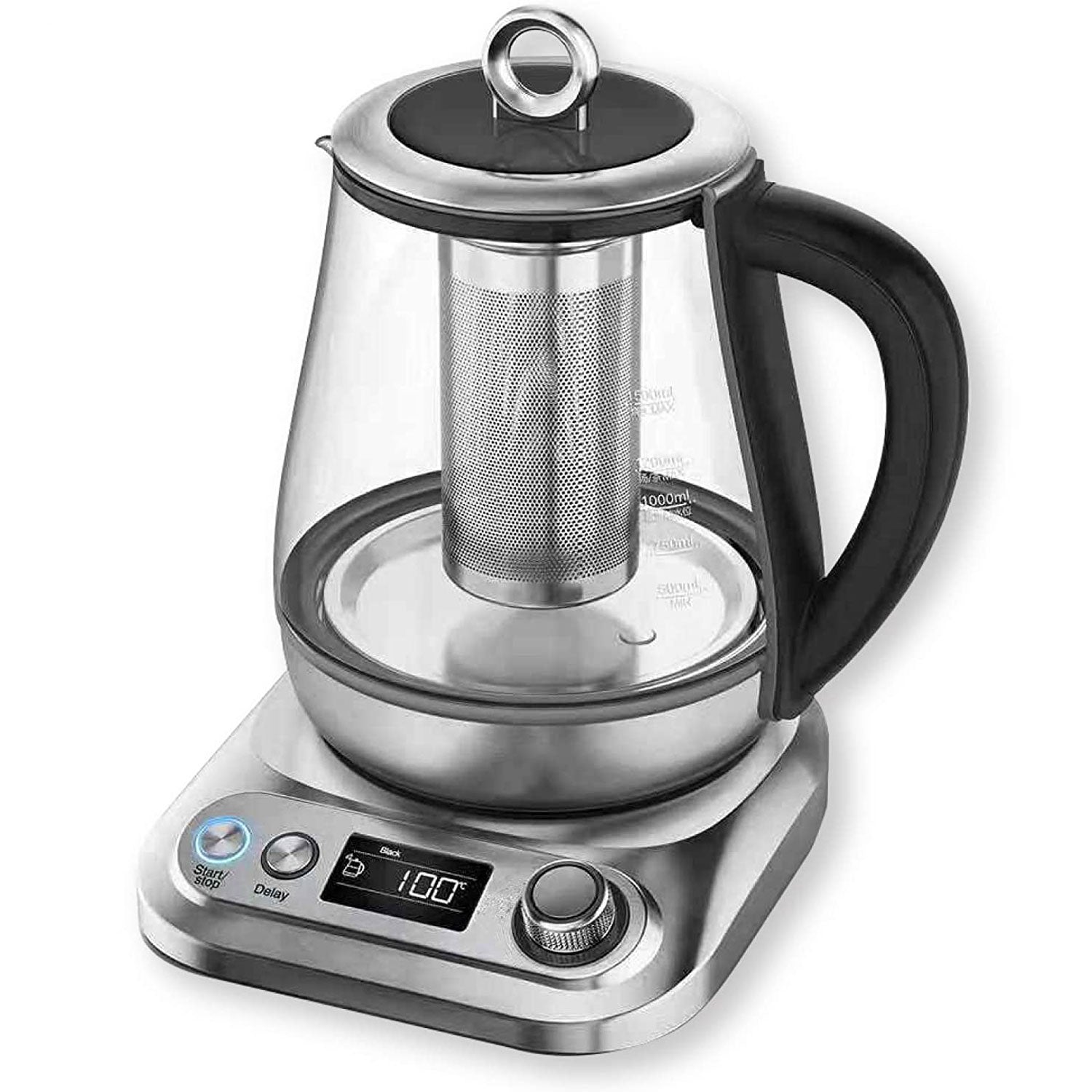 Chefman 1.5 Liter Stainless Steel Electric Glass Kettle Tea Infuser (Open Box)