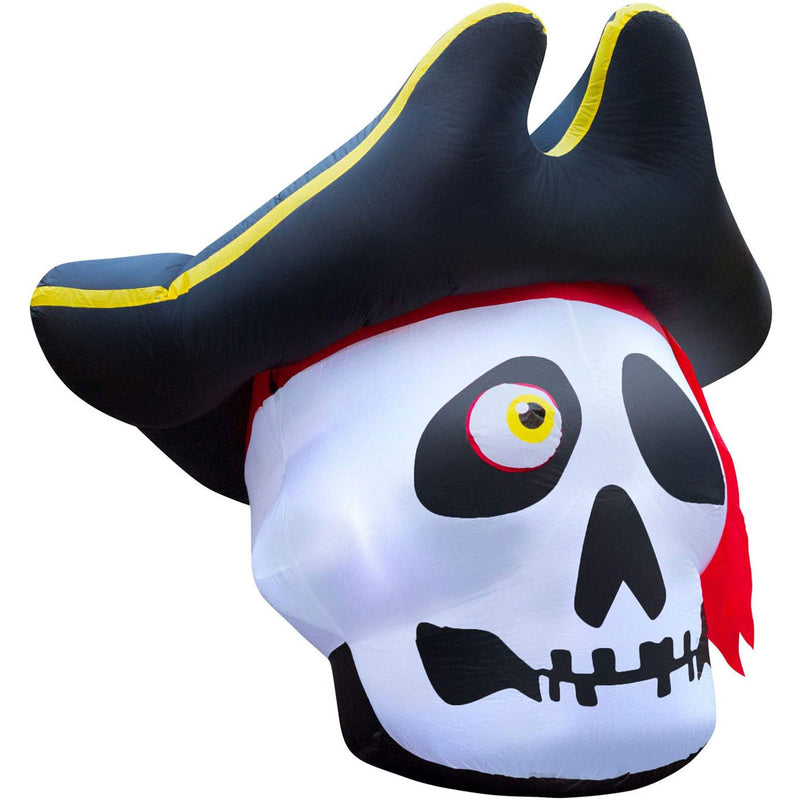 Holidayana 5 Foot Inflatable Light Up Halloween Pirate Skull Yard Decoration