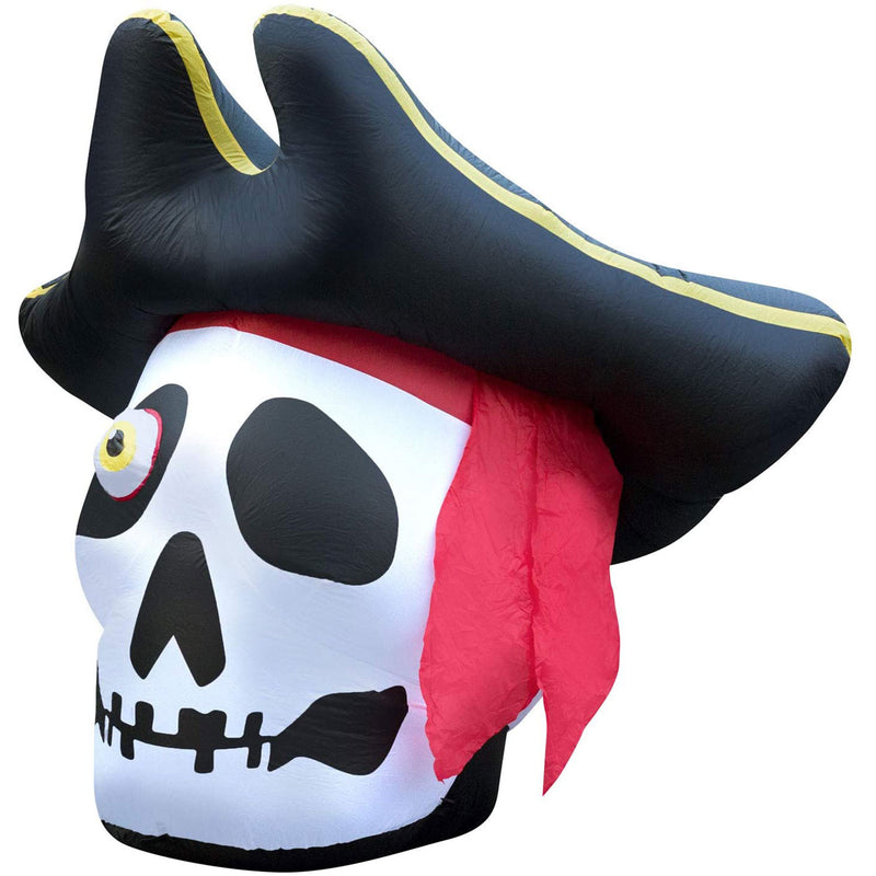Holidayana 5 Foot Inflatable Light Up Halloween Pirate Skull Yard Decoration