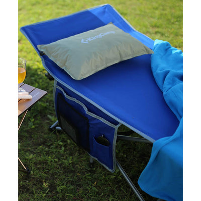 KingCamp Folding Deluxe Portable Camping Side Pocket Bed Cot, Blue (Open Box)
