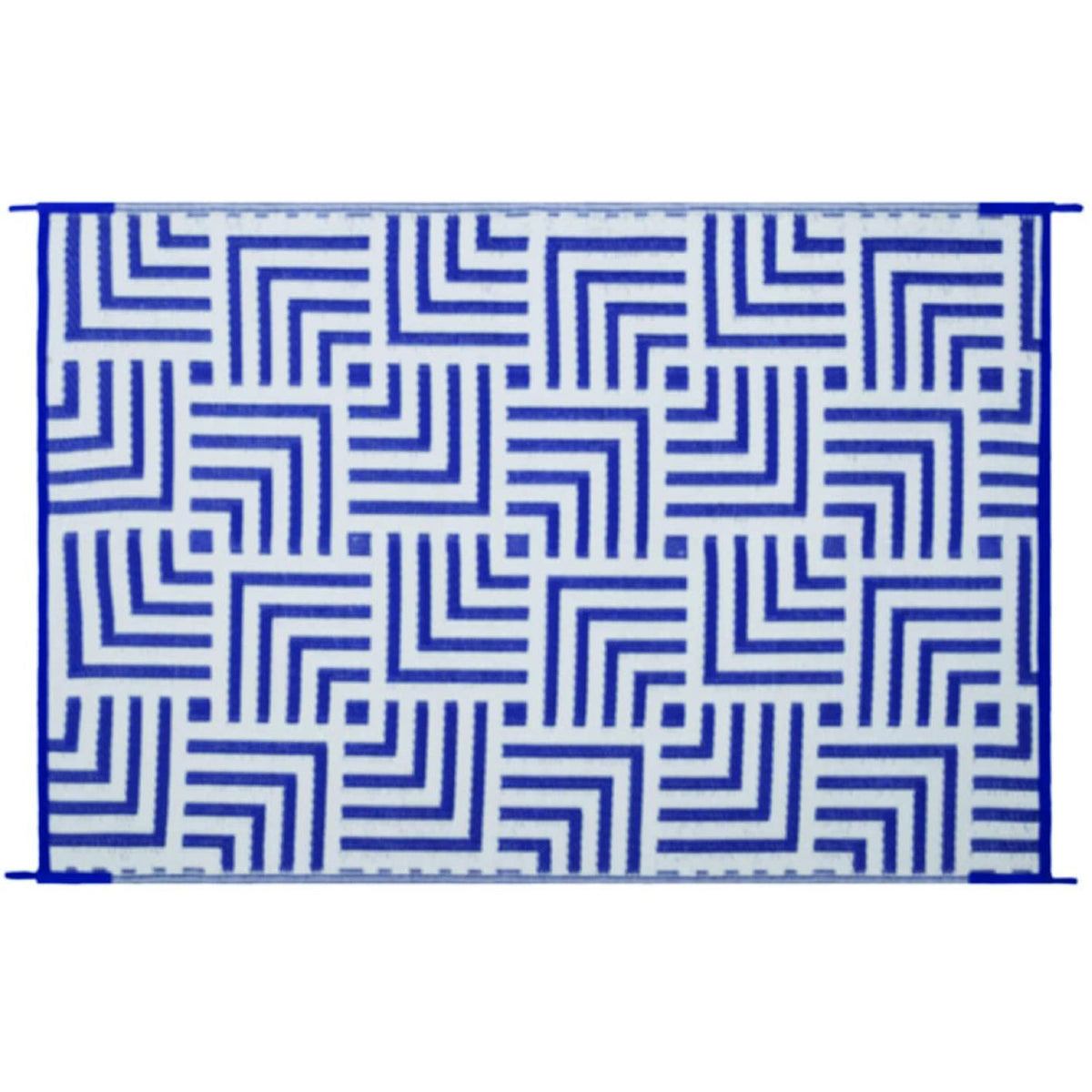Reversible Mats 6x4ft Polypropylene Patterned Patio Rug, Navy/White (Open Box)