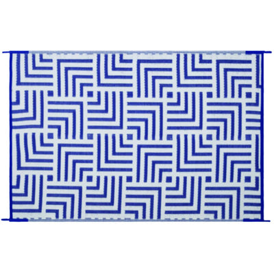 Reversible Mats 6x4ft Polypropylene Patterned Patio Rug, Navy/White (Open Box)