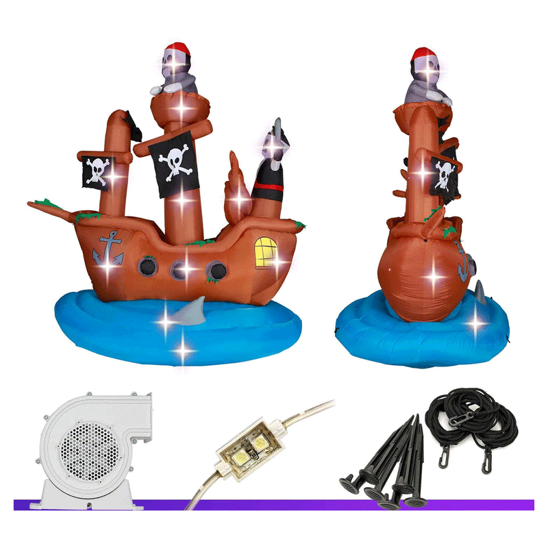 Holidayana 10 Foot Tall Inflatable Halloween Pirate Ship Decoration (Open Box)