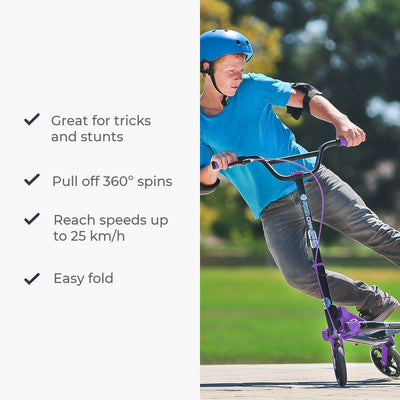 Yvolution Y Fliker Carver C5 Kids/Adult Foldable Wiggle Drifting Scooter, Purple