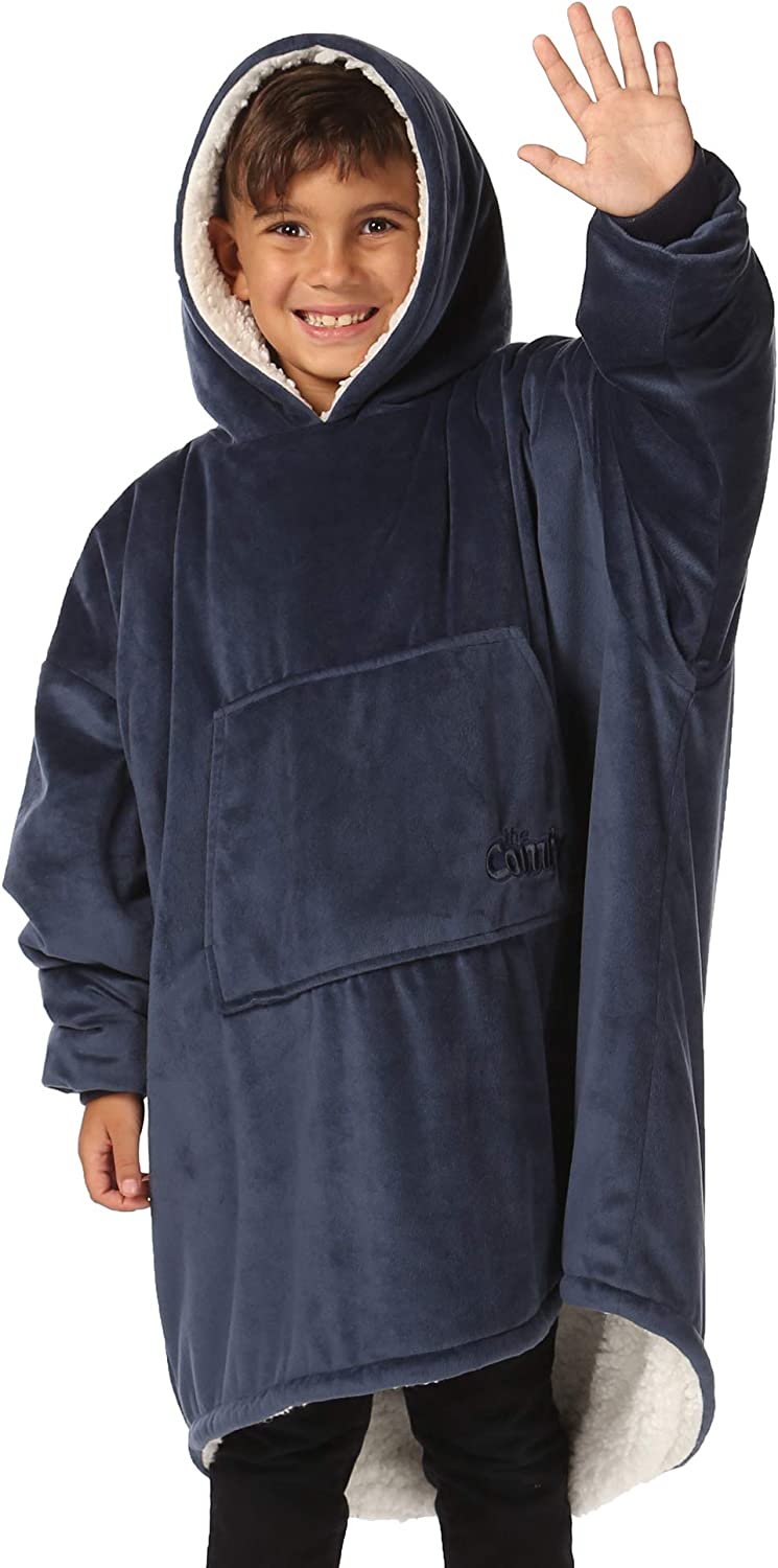 The Comfy Original Jr Kids Oversized Microfiber Sherpa Wearable Blanket, Blue