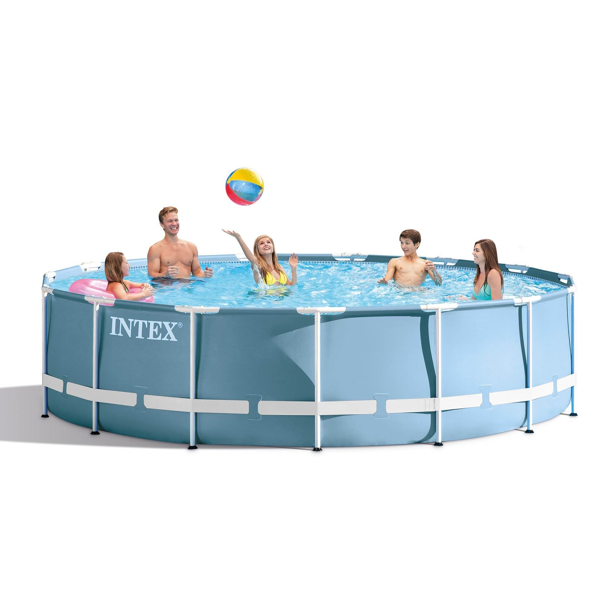 Intex 15 Feet x 48 Inches Prism Frame Pool Set w/ Ladder, Cover (Open Box)