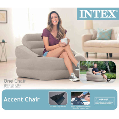 Intex Inflatable Khaki Accent Chair with Cup Holder and Water Base (Open Box)