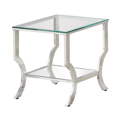 Coaster Home Furnishings Contemporary Square End Table w/ Mirrored Shelf, Chrome - VMInnovations