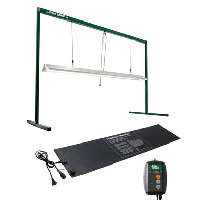 Hydroponic Heat Mat + Digital Temperature Controller + 4-Foot Grow Light System