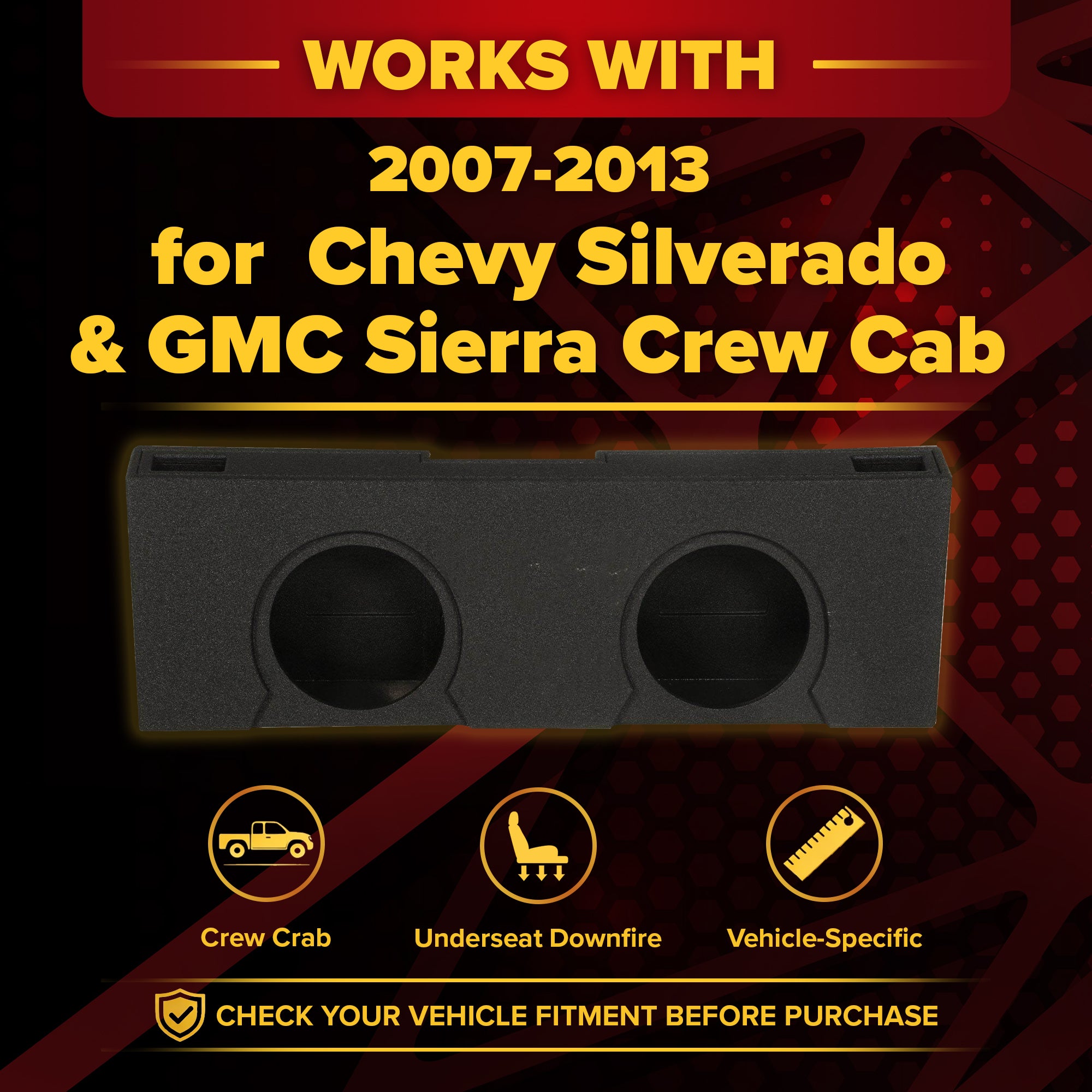 QPower Dual 10" Sub Box - Chevy Silverado Crew Cab & GMC Sierra Crew Cab 07-13 - VMInnovations