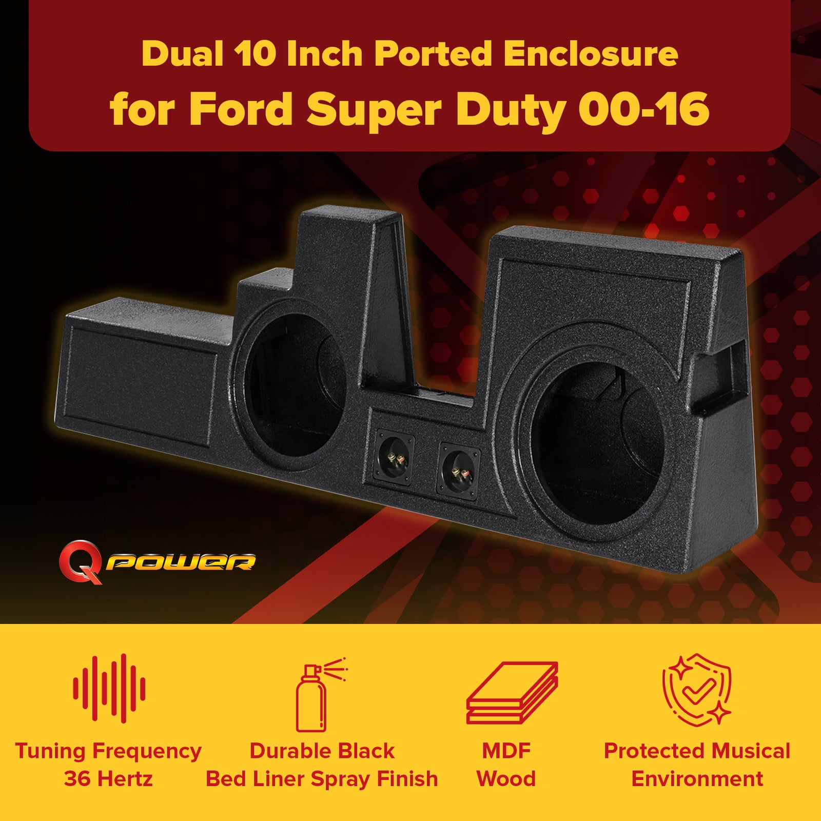 Q Power Dual 10" Ported Enclosure for Ford Super Duty 00-16 (Used) - VMInnovations