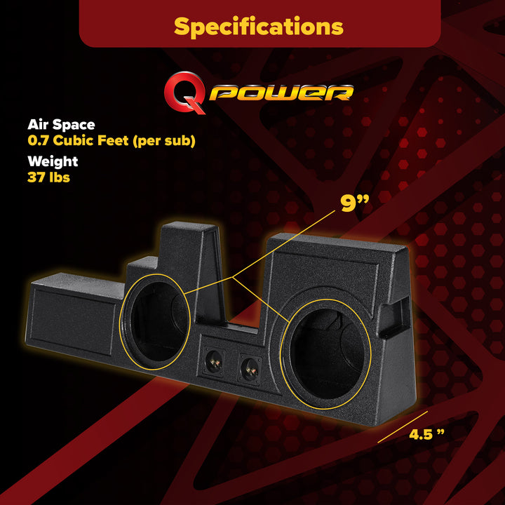 Q Power Dual 10" Ported Sub Enclosure for Ford F-250, F-350 Super Duty 2000-2025