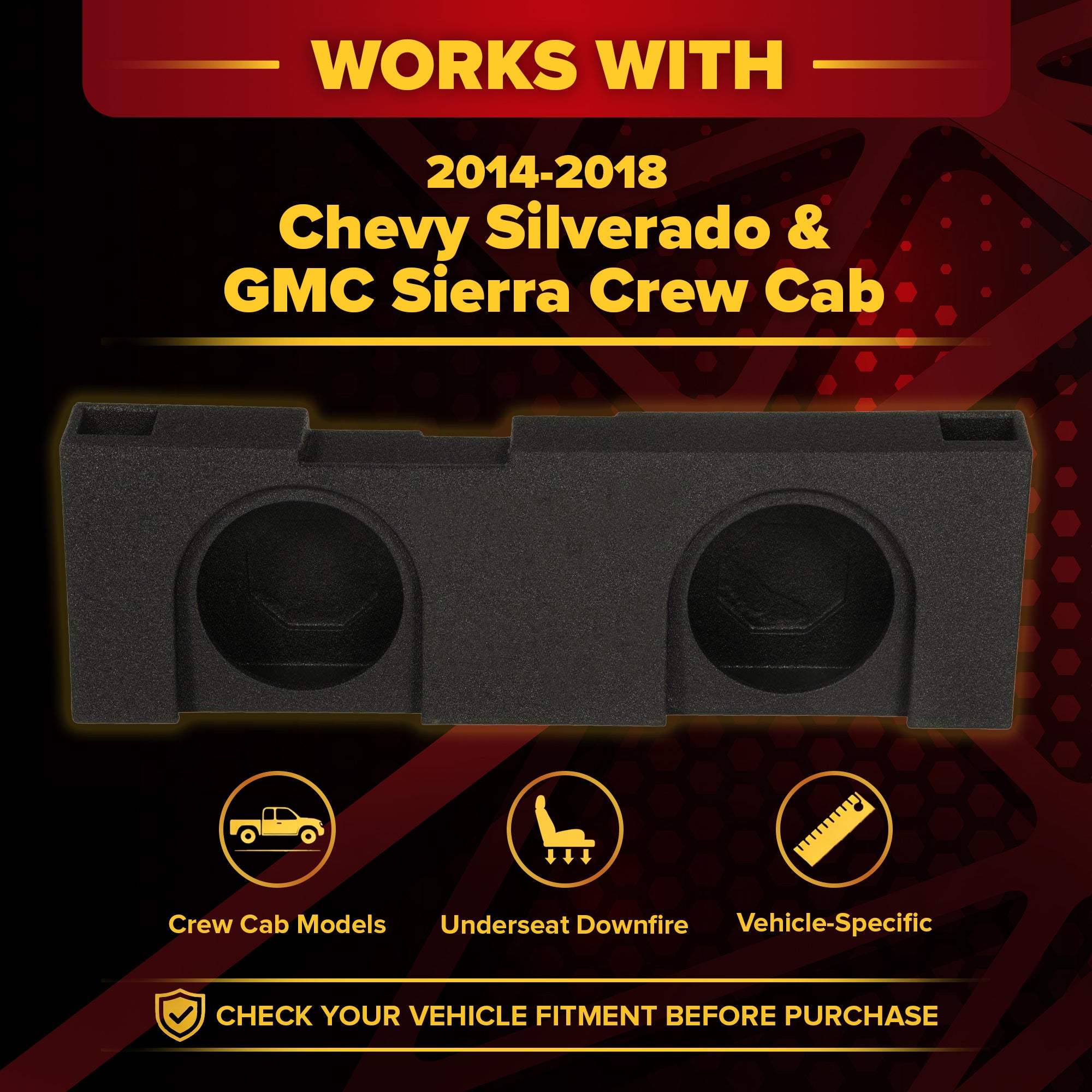 Q Power 2 Hole 2014-2016 GM/Chevy Crew Cab 12" Ported Subwoofer Box (Open Box)