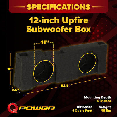 Q Power 2 Hole 2014-2016 GM/Chevy Crew Cab 12" Ported Subwoofer Box (Open Box)