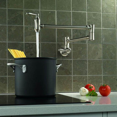 Delta Faucets Victorian Pot Filler Wall Faucet, Stainless Steel (Open Box)