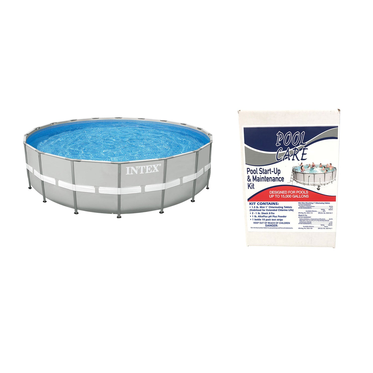 Intex Ultra Frame Swimming Pool Set + Qualco Pool Chemical Maintenance Kit