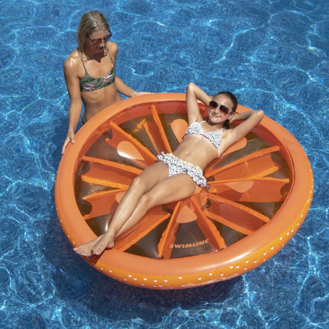 Swimline 9054O Inflatable 60" Orange Slice Island Pool Lake Floating Water Raft