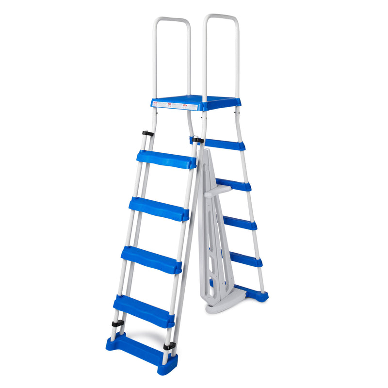 Swimline Above Ground Pool A Frame Ladder with Barrier 48 Inch Pools (Open Box)