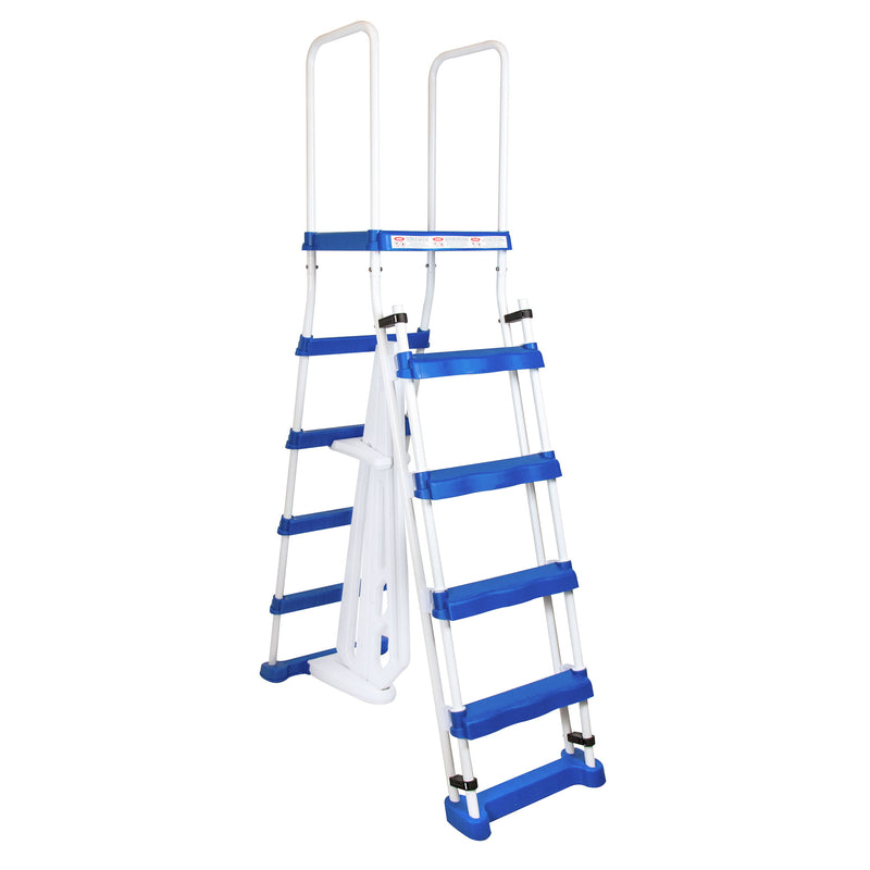 Swimline A-Frame Above Ground Pool Ladder w/ Barrier for 48" to 52" Pool Height