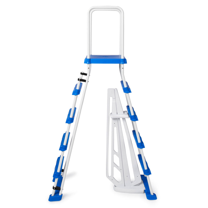 Swimline Above Ground Pool A Frame Ladder with Barrier 48 Inch Pools (Open Box) - VMInnovations
