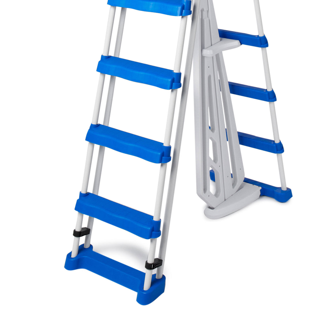 Swimline A-Frame Above Ground Pool Ladder w/ Barrier for 48" to 52" Pool Height