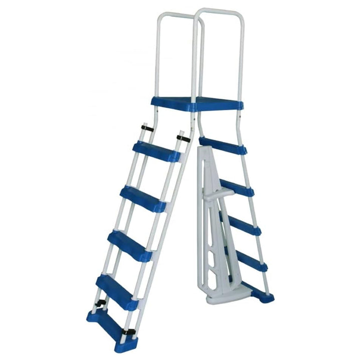 Swimline A-Frame Above Ground Pool Ladder w/ Barrier for 48" to 52" Pool Height - VMInnovations