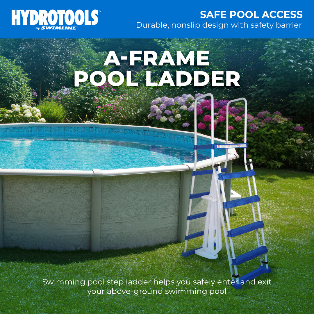 Swimline A-Frame Above Ground Pool Ladder w/ Barrier for 48" to 52" Pool Height - VMInnovations