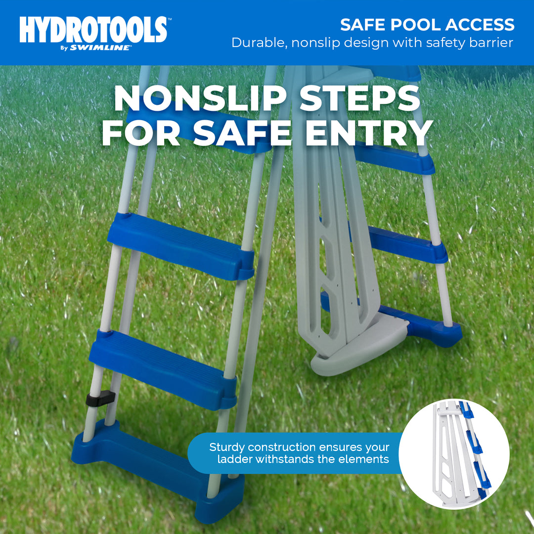Swimline A-Frame Above Ground Pool Ladder w/ Barrier for 48" to 52" Pool Height - VMInnovations