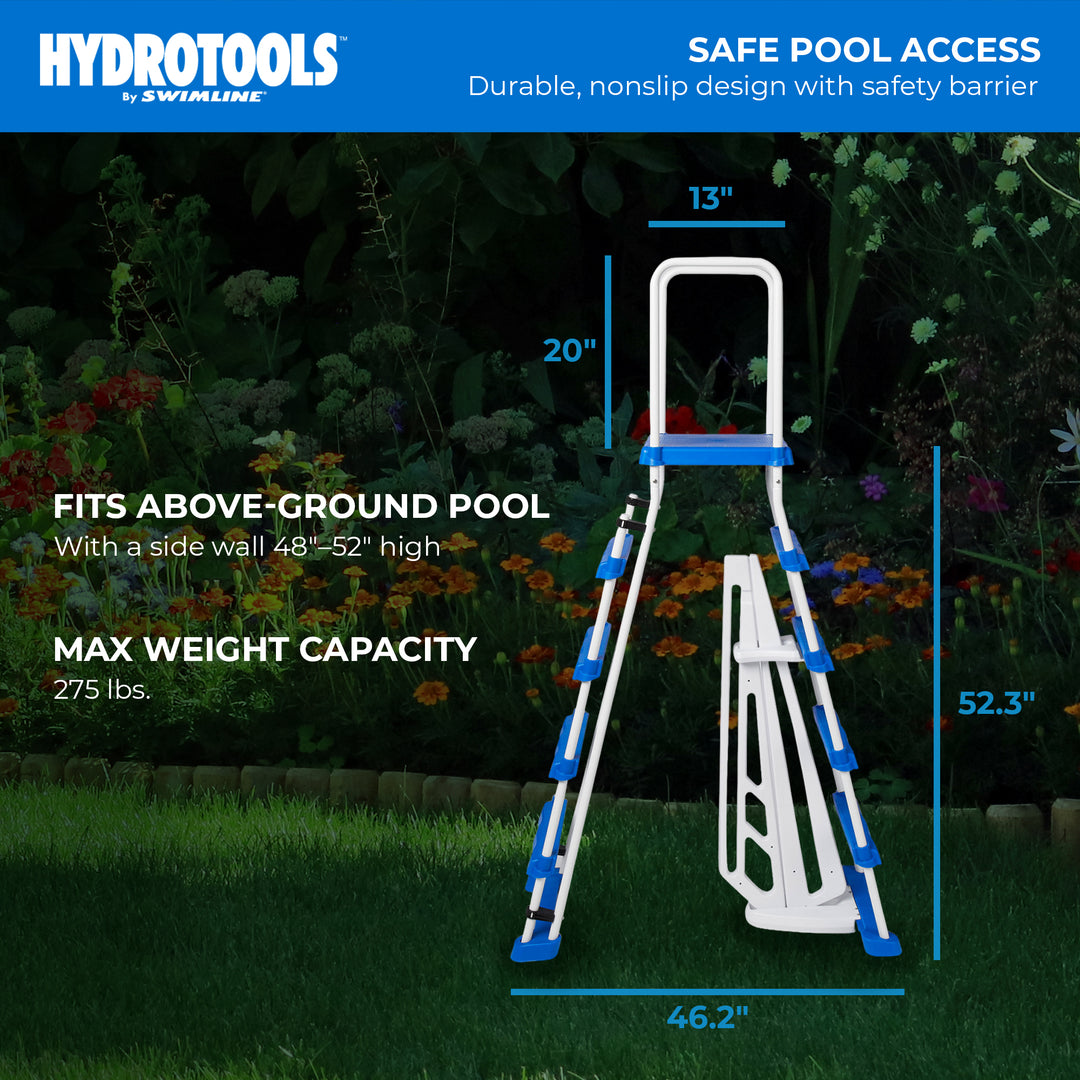 Swimline A-Frame Above Ground Pool Ladder w/ Barrier for 48" to 52" Pool Height - VMInnovations
